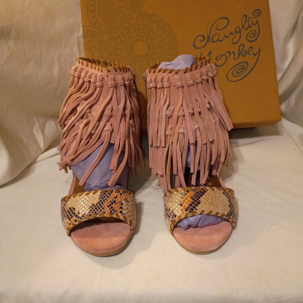 Naughty Monkey Pink and Gold Fringe Women's Shoes
